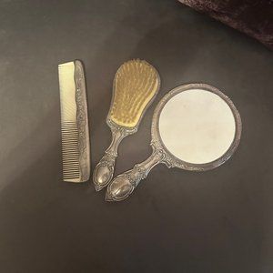 Vintage dressing table set, silver plated